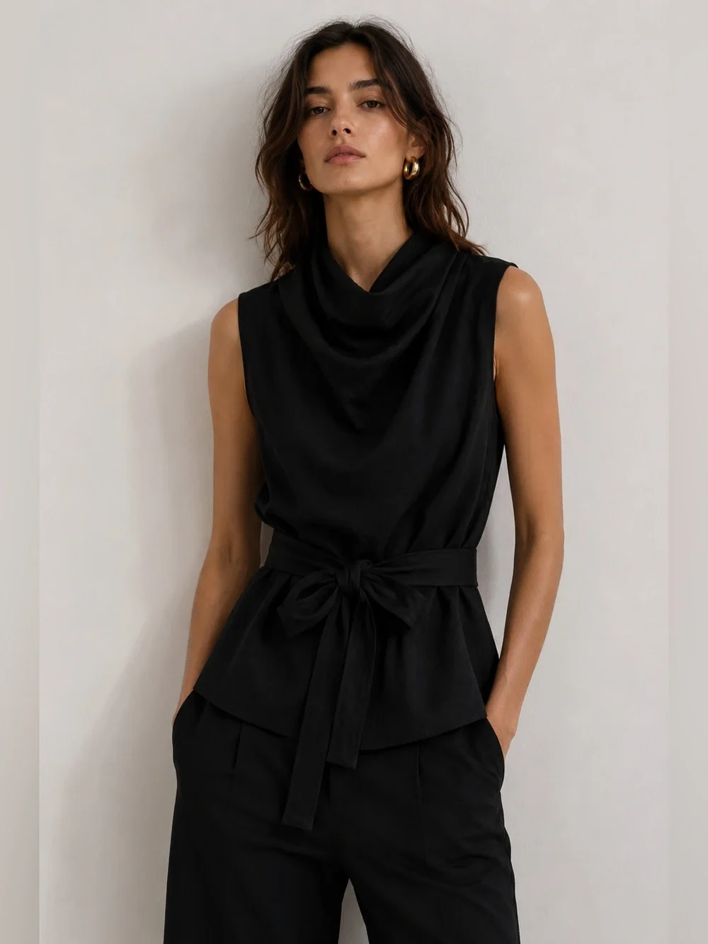 Zara black draped top